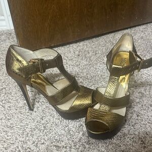Michael Kors Metallic Gold Platform Heels